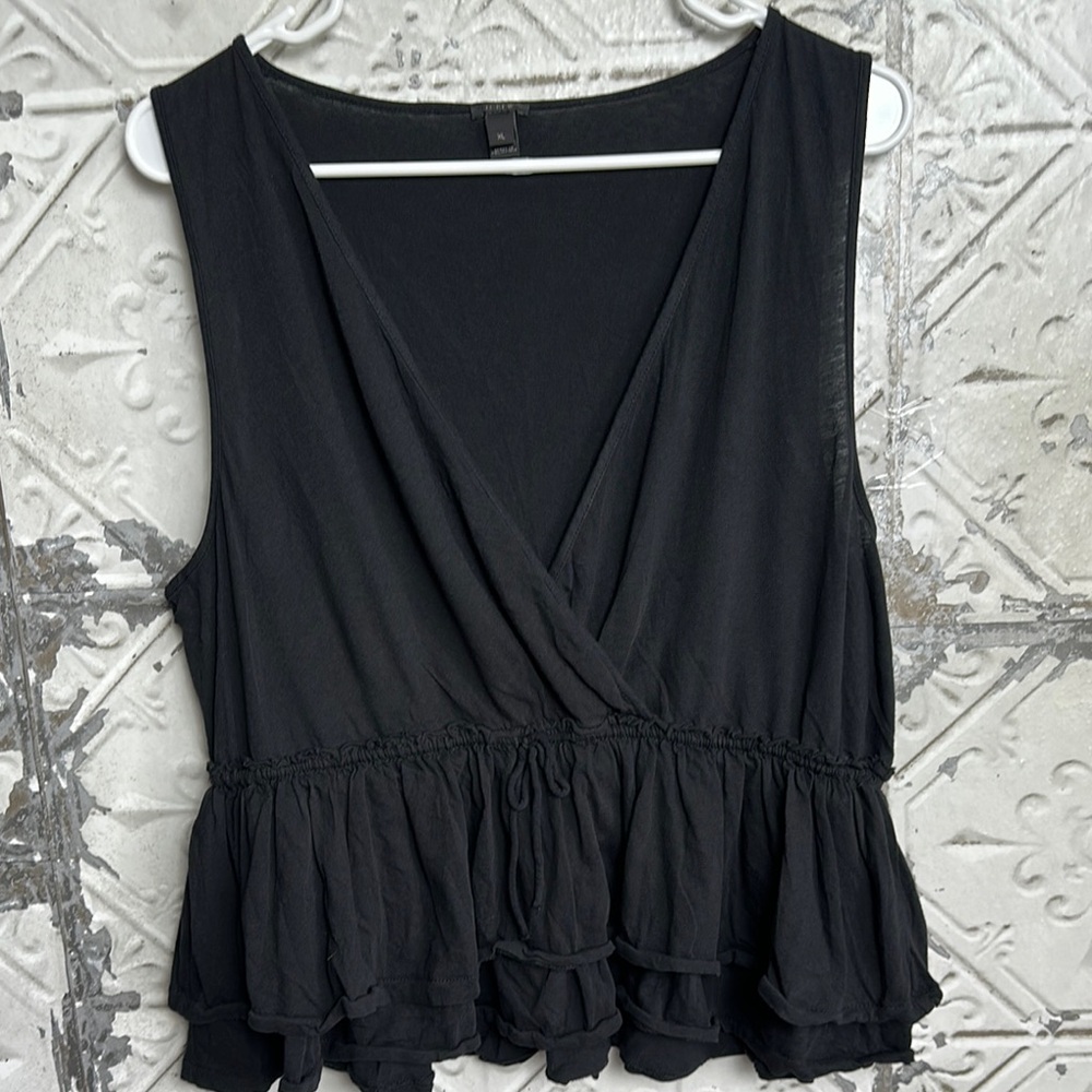 J. Crew Black ruffle tank